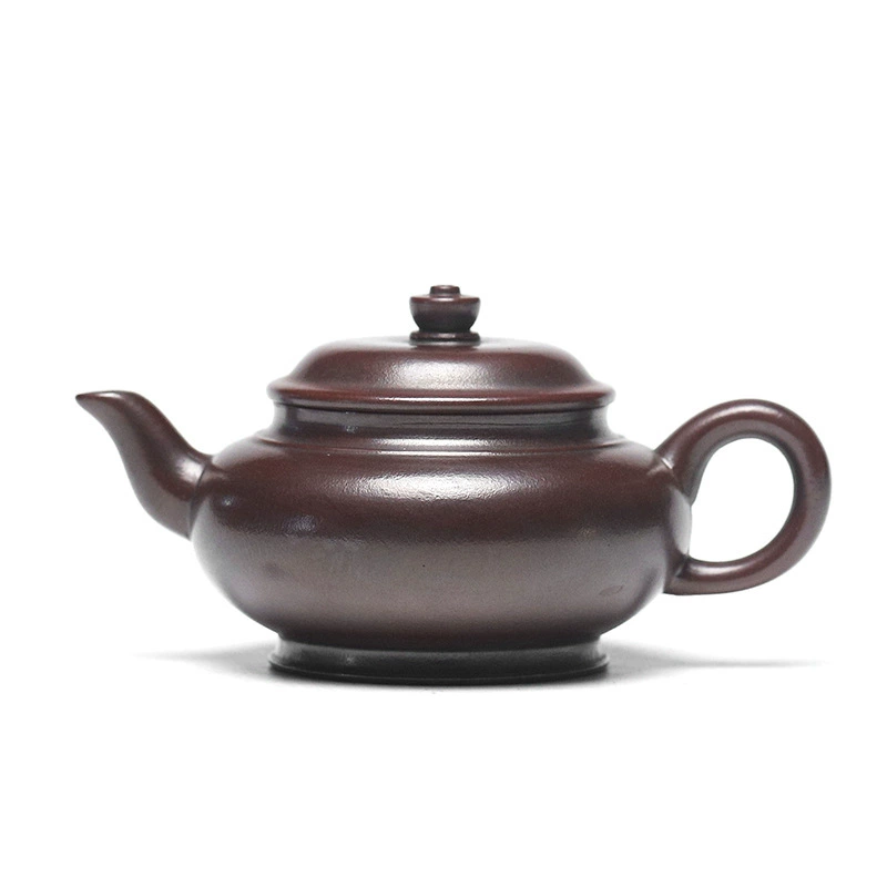 Handmade Flat Jade Yixing Purple Clay Teapot, 100ml