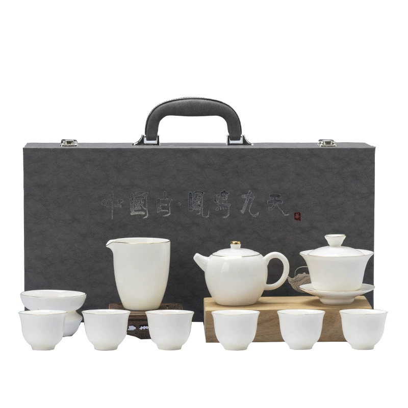 High-Grade White Jade Porcelain Kung Fu Tea Set - Ice Type Glaze - Household Ceramic Teaware Collect